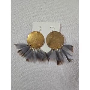 NwT Serefina for Anthropologie Gold Feather earrings